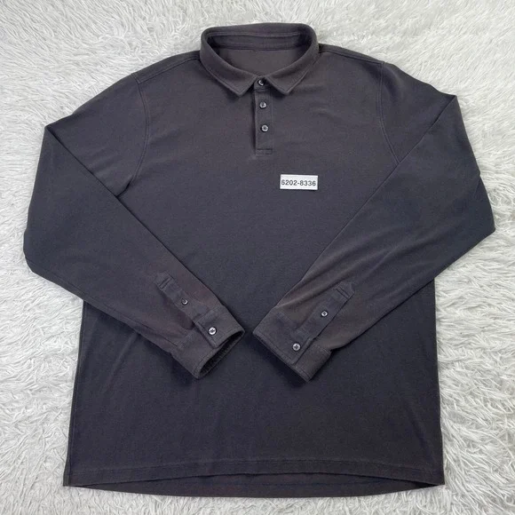 Vuori Shirt Mens XXL Washed Gray Westport Polo Long Sleeve Classic Fit Stretch - Picture 8 of 8